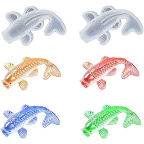 2 Pcs Koi Fish Resin Molds Koi Goldfish Silicone Mold 3D Carp Goldfish Casting Molds Crystal Mold for DIY Crafts Jewelry Pendant Bonsai Keychain
