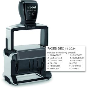Trodat 5117 PR4 Professional 5117 Phrase/Date Stamp-12 English Phrases: Paid, Shipped, Received, E-Mailed, and More 12 Year Dates Up to 65-Percent Recycled Plastic, Black