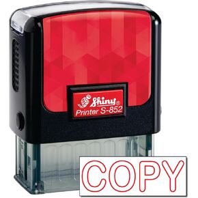 Shiny Copy Stamp Self Inking Rubber Stamp, 1/2" by 1-1/2" Impression Area, Red Ink, Refillable