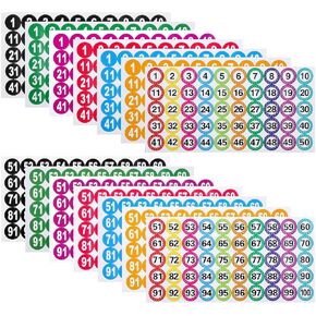 ملصقات رقم 14 ورقة 1-100 ، ملصقات مرقمة (7 مجموعات/700pcs) ، ملصقات أرقام القطر الذاتي 1 بوصة للفصول الدراسية ، الخزانة الداخلية في الهواء الطلق ، صناديق صناديق تنظيم التخزين