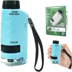 Kids Microscope, Portable Microscope for Kids Ages 6-12, Suitable for Indoors and Outdoors, a Great Gift for Kids, Science and Enthusiasm for Learning