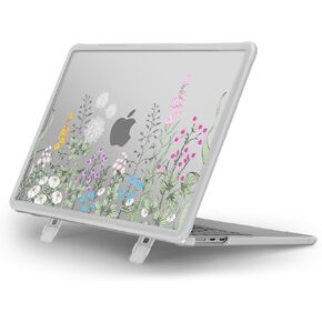 MOSISO Compatible with MacBook Air 13 inch Case 2025 2024 2023 2022 M3 A3113 M2 A2681, Lush Weeds Heavy Duty Shockproof Hard Shell Case Cover with Fold Kickstand for MacBook Air 13.6 inch, Transparent