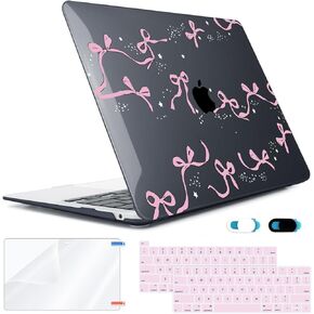 Compatible with MacBook Pro 13 inch Case M2 2024 2023 2022-2016 A2338 M1 A2251 A2289 A2159 A1989 A1706, Plastic Hard Shell Case & Keyboard Cover & Screen Protector &Webcam Cover, Bows-b