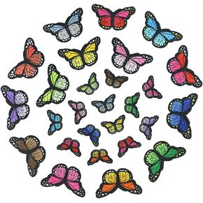 27Pcs Iron on Letter and Butterfly Patches - 27 Pieces Embroidered Colorful Butterfly DIY Accessories, Hats, Shirts, Jeans, Socks, Bags, Dresses