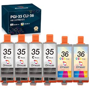 PGI-35 CLI-36 Ink Cartridge Replacement for Canon 35 36 Ink Cartridges Compatible with Canon Pixma TR150 iP110 iP100 Mini260 Mini320 Printer, 6-Pack(2Black/4Tri-Color)