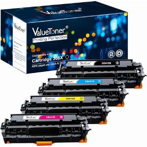 Valuetoner Remanufactured Toner Cartridge Replacement for HP 305A 305X CE410A CE410X CE411A CE412A CE413A for Laserjet Pro 400 M451dn M451nw M475dn M475dw M451dw M375nw (Black, Cyan, Magenta, Yellow)