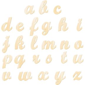 2.7 to 4 Inch 188 Pieces Cursive Wooden Letters Lowercase Unfinished Thin Wooden Alphabets a-z for DIY Crafts