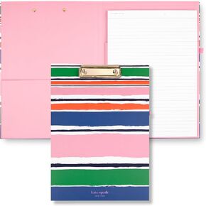 kate spade new york A4 Clipboard Folio with Low Profile Clip, Professional Padfolio Includes Lined Notepad, Pen Loop, and Pocket, Ocean Stripe