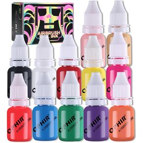 OPHIR 12 Colors Nail Art Inks Airbrush Paint, Acrylic Paint Nail Polish/Pigments for Hobby, Craft, Shoe Painting Nail Stencils Painting 10ML/Bottle Nail Tools
