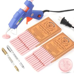 Wax Seal Kits, Wasole 40Pcs Pink Sealing Wax Sticks with Glue Gun + 2Pcs Wax Seal Pens for Wax Seal Stamp, Great for Wedding Invitations, Birthday Cards, Envelopes, Gift Wrapping (Pearl Pink)
