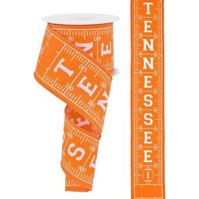 Tennessee Football Field Wired Edge Ribbon - 2.5" x 10 Yards (Orange, White)