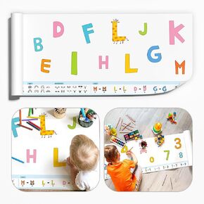 TIME X 3PCS Childrens Drawing Roll - Roll Paper for Kids Art Coloring Paper Roll 393.7 x 15.7 Inch DIY Drawing Roll for Painting Drawing (Animal, Letters, Geometric) (1Colorful and 2 Blank White)