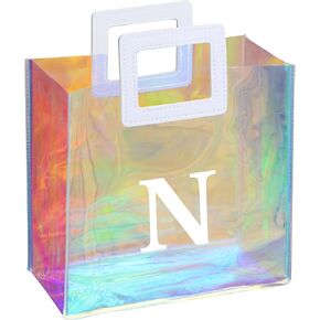 8.3'' Holographic Letter Gift Bag for Women Girls Birthday Personalized Reusable Party Bag (A)