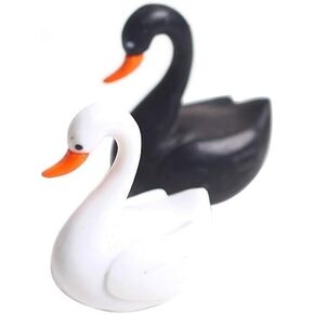 2 Pack Miniature Swan Figurines - Black & White Resin Swan Models for Fairy Garden, Dollhouse, Bonsai, Outdoor Decor, Cake Toppers, and Home Desk Ornaments | DIY Micro Landscape and Garden Sculptures