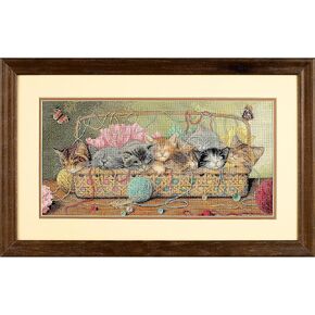 Dimensions 35184 Gold Collection Counted Cross Stitch Kit, Kitty Litter, 18 Count Ivory Aida, 18'' x 9''