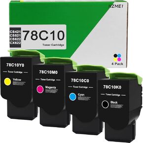 High Yield CS421 78C10 Toner Cartridge 78C10K0 78C10C0 78C10M0 78C10Y0 Toner Replacement for Lexmark CS421 CS521 CS622 CX622 Series Printer