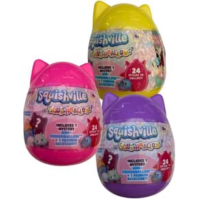 Squishmlows Squishville Mystery Mini Series 2 Plush Plush Package - قد تختلف الألوان والأنماط (3 عبوات)