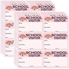 3.5" x 2.5" School Visitor Pass Sticker Self Adhesive Name Tag Badge Labels 2 Colors Identification Labels for School, Daycare, Hospital, Clinic, Museum, Business 200 PCS (Yellow)