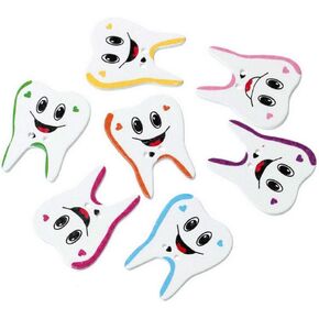 AKOAK 100 Pack Mixed Creative Cartoon Teeth Shaped Wooden Buttons Children DIY Decoration Buttons Sewing Scrapbook Decorations