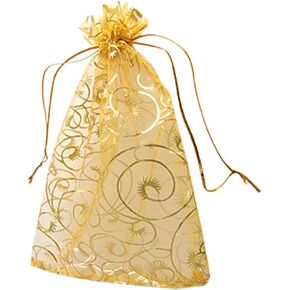 Wedding Favors Small Gift Bags, 100pcs 5 Inch x 7 Inch (13x18cm) Gold Organza Bags for Party Favor Bags Small Business Candy Bags Mesh Bag (Gold, 5''x7'')