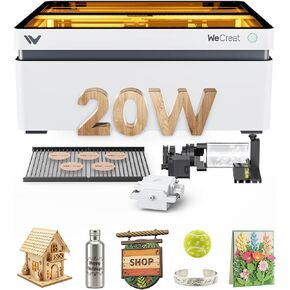 Vision 20W(20,000mW) Laser Engraver, 4-in-1 Desktop Diode Laser Engraver and Cutter with Rotary, Smart Camera, Auto-Lifting Enclosure, Air Assist and Laser Bed for Wood Acrylic Metal