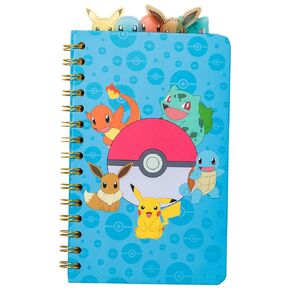 Silver Buffalo Pokemon Starters and Eevee 8" x 5" Spiral Tabbed Notebook
