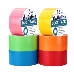 Bulina Duct Tape Rainbow Colored Heavy Duty 2 Inches x 15 Yard 8.7 Mil Thickness 6 Pack Strong Adhesive Tear by Hand Sticky Durable Great for Indoor Outdoor Packaging DIY Project Repairs(BJ0601)