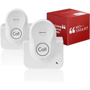 Hosmart Intercoms Wireless for Home, 2024 New Rechargeable Full Duplex Caregiver Pager for Elderly Senior, Two-Way Real-TimeTalk, Portable Personal Alert, Call/Monitor Button for Home Safety (White)