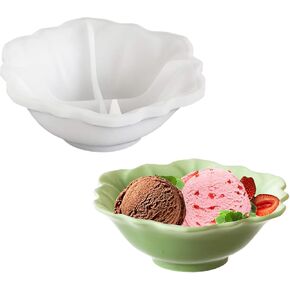 Bowl Silicone Molds Lotus Leaf Resin Bowl Mold Jewelry Tray Silicone Molds Bowl Epoxy Resin Mold Soap Dish Molds for DIY Trinket Box Jewelry Storage Plate Candle Holder (White)