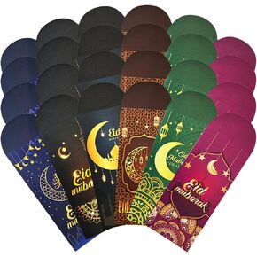 KYMY 24pcs Eid Mubarak Money Envelopes, Muslim Ramadan Cash Envelopes, Islamic Money Gift Card Holders for for Eid Mubarak, Eid al-Fitr, Eid al-Adha Birthday Wedding Baby Shower Anniversary