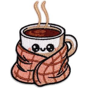 Cozy Coffee Patch – 3 inches, Cool Coffee Iron On Patch – Embroidered Joe Patches Iron On for Jackets