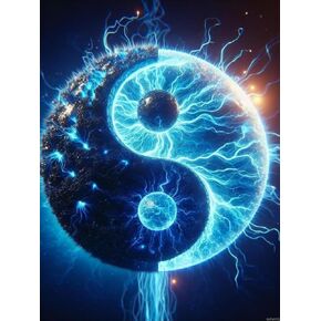 EATUKYIC Diamond Art Kits for Adults, Blue Yin and Yang 5D No Frame Dimond Painting Kits for Adults Beginner, Round Diamond Kits for Home Wall Decor 12x16 inch