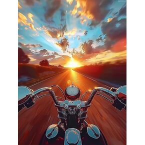 Interesting Motorcycle Diamond Art Painting Kits for Adult, Transportation Vehicles 5D Diamond Art for Adults, Round Drill Painting by Diamonds Art and Crafts for Home Wall Decor Gift 12x16inch