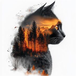 طقم الطلاء الماس Amorars Cat للبالغين ، فورست فورست كات الماس للمبتدئين - DIY Full Diamond Dot Gem Art Paint