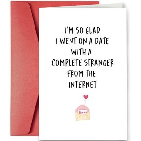 SuperShunhu Funny Anniversary Card for Husband Wife, Hilarious Wedding Anniversary Card, Valentine's Day Card Gifts for Him Her, Internet Stranger Greeting Card, Online Dating Card