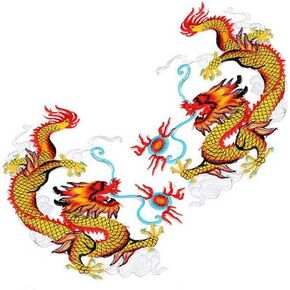 Ximkee 1 Pair Chinese Red Dragon Embroidery Appliques Sew Iron on Patches