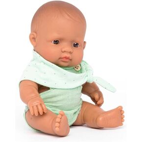 Miniland Doll 8 1/4'' Hispanic Boy with Clothes (Polybag) - Made in Spain, Anatomically Correct, Quality, Inclusion