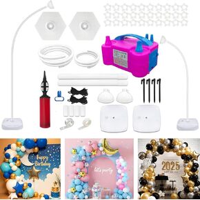 Balloon Arch Kit with Balloon Pump Electric, 8.2FT & 5FT Free Bending Balloon Arch Stand, Half Arch Frame Balloon Column Stand with Water Fill Base for Wedding Baby Shower Birthday Party Decor