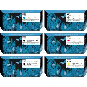 730 Ink Cartridges Replacement for HP 730 Ink Cartridge 300ml 6-Pack P2V68A P2V69A P2V70A P2V71A P2V72A P2V73A for DesignJet T1600 T1700 T2600 Printer Ink