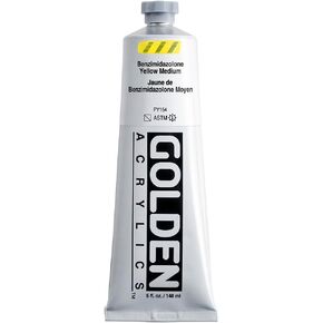 Heavy Body Acrylics by GOLDEN, Benzimidazolone Yellow Medium, 5 fl. oz. Tube, Professional Acrylic Paint, Semi-Transparent