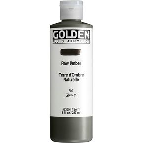 Fluid Acrylics by GOLDEN, Raw Umber, 8 fl. oz. Bottle, Professional Acrylic Paint, Semi-Opaque