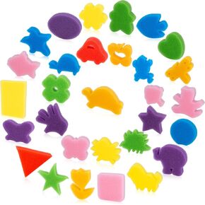 Sponge Painting Shapes - Assorted Pattern Early Learning Sponge,Colorful DIY Painting Animal Number Shapes,Random Colors for Children's Graffiti Paint,Kids Craft Supplies