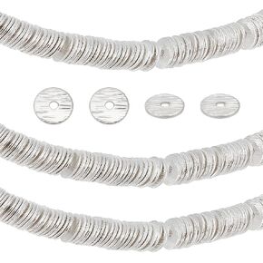 PH PandaHall 300pcs Silver Plated 6mm Brass Disc Spacer Beads for Jewelry Making, Craft Beads for Clay Beads, Bikini Chain, Stackable Necklace, Bracelet, DIY Crafts