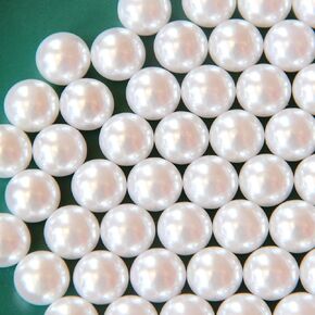 500PCS No Hole Pearls Vase Fillers, 10MM Ivory Pearls for Craft No Holes, Faux Plastic Makeup Round Pearls Beads for Nail Face Art,Table Scatter, Bag, Wedding, Birthday, Home Decoration