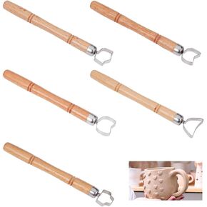 OLYCRAFT 5 Pcs Sculpture Scraper Clay Extruder Tool Pottery Cup Handle Shape Tool Modeling Clay Cutters Sculpture Kit Clay Modeling Tools for Ceramic Sculpture Craft 4.6~4.9 Inch Long