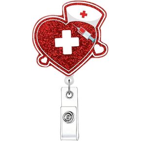 Chill Pill Retractable Glitter Badge Reel with Clip, Funny Cartoon Pill ID Card Badge Holder Gift for Nurses Doctors Pharmacy Worker Nursing Student Healthcare Medical Worker