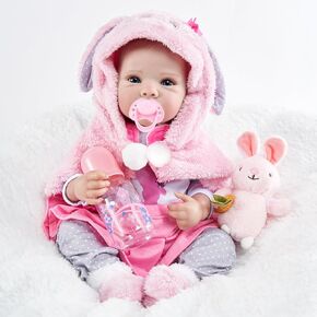 Lifelike Rebornbaby Dolls, 18 Inch Body Vinyl Newborn Baby Doll Girl Cute Soft Realistic Baby Dolls, Poseable Real Life Baby Dolls with Accessories, Real Babyreborn Gift Set for Kids Age 3+
