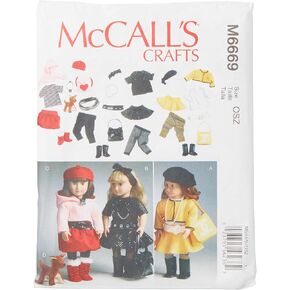 McCall's Patterns M6669 Clothes for 18-Inch Doll/Accessories and Dog Sewing Template