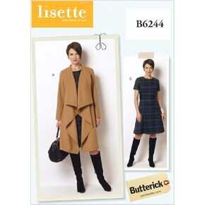 Butterick Patterns B6244RR0 Misses/Women's Coat and Dress, RR (18W-20W-22W-24W)
