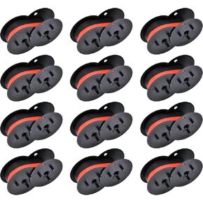 12 Pack Calculator Ribbon Replacement for GR24BR Porelon 11216 Universal Twin Spool Ribbon Compatible with Sharp El-1197 PIII,Canon Mp11dx Printer (Black and Red)
